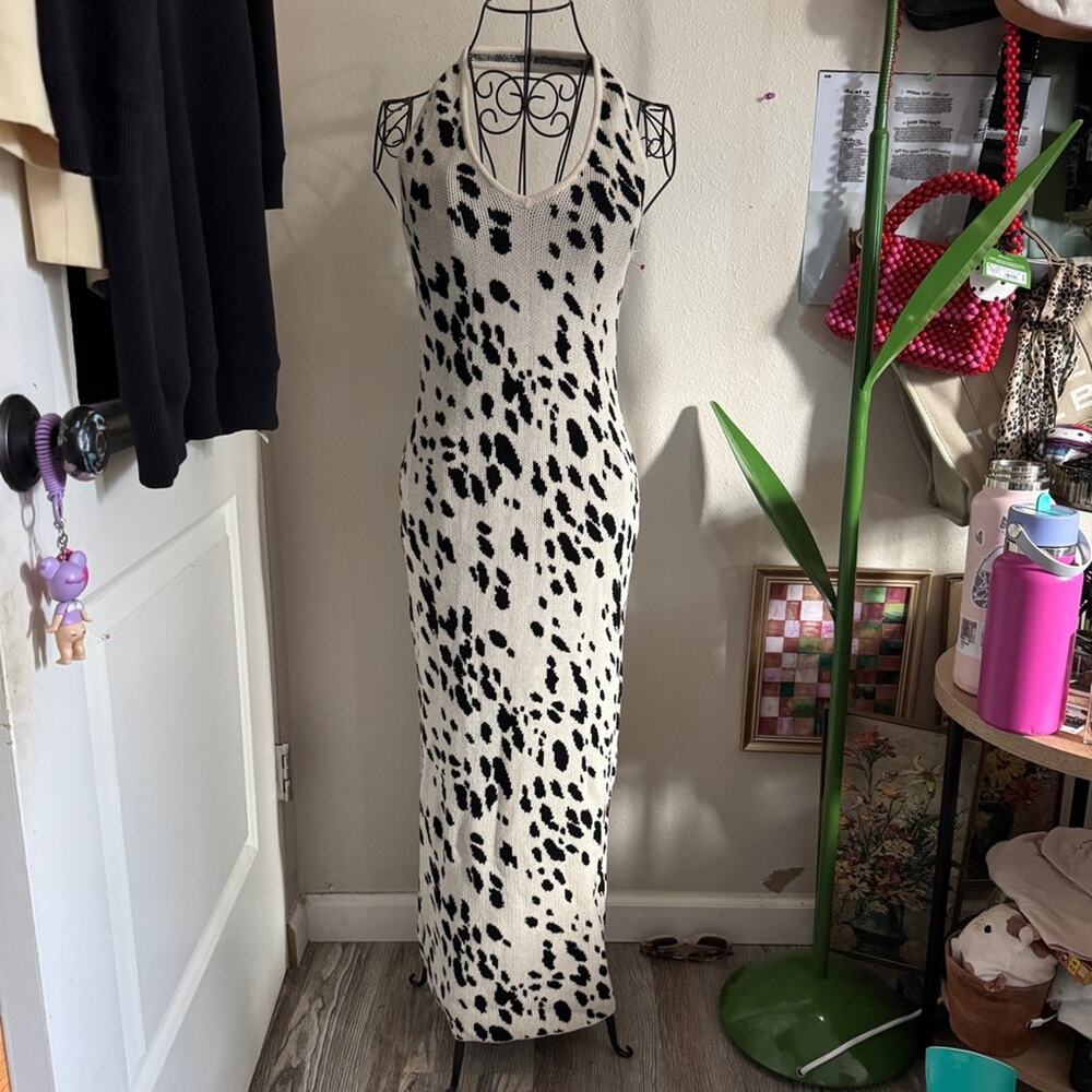 Reformation Parry Knit Cotton Halter Dress S